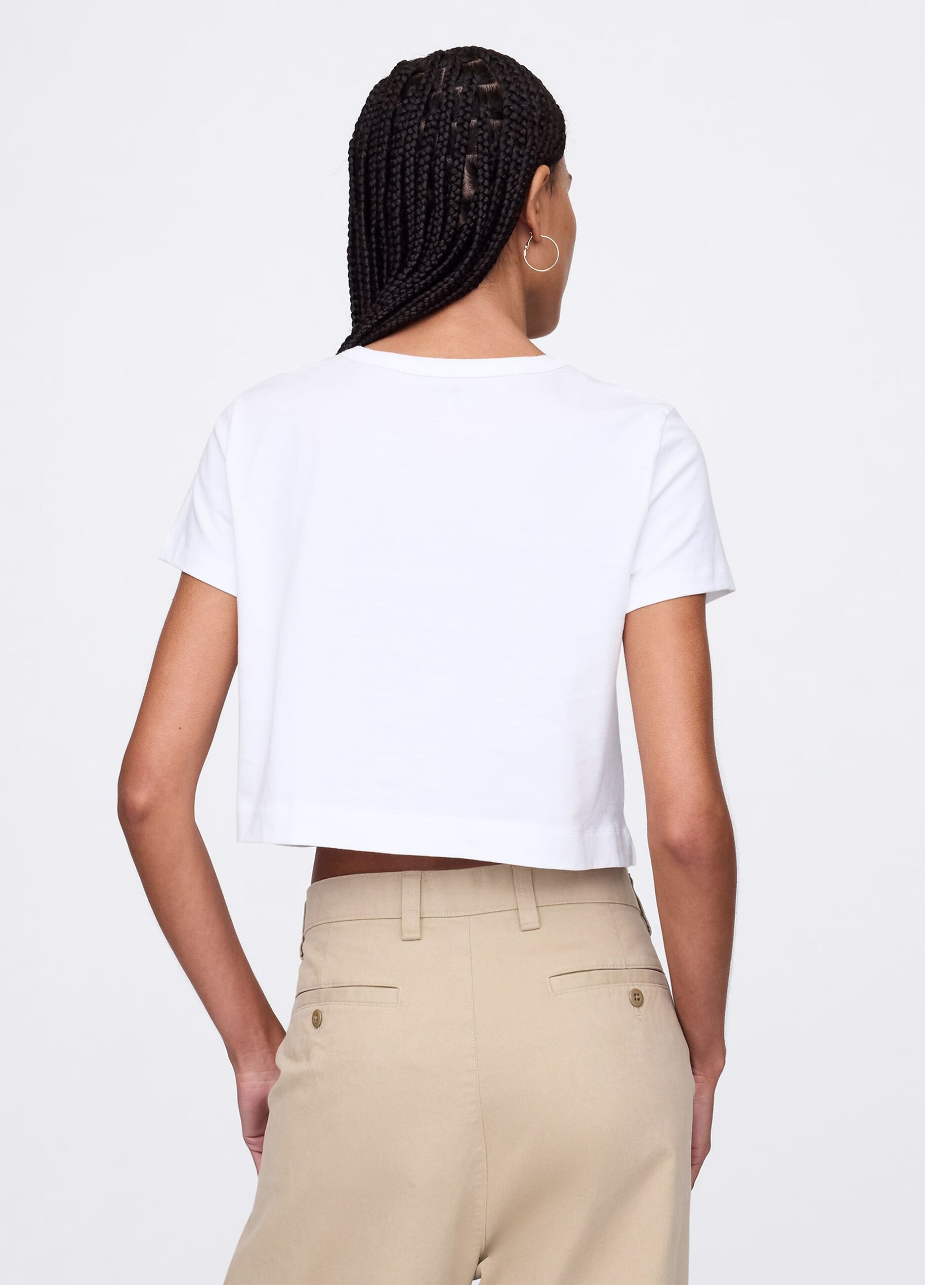 White cropped T-shirt in cotton