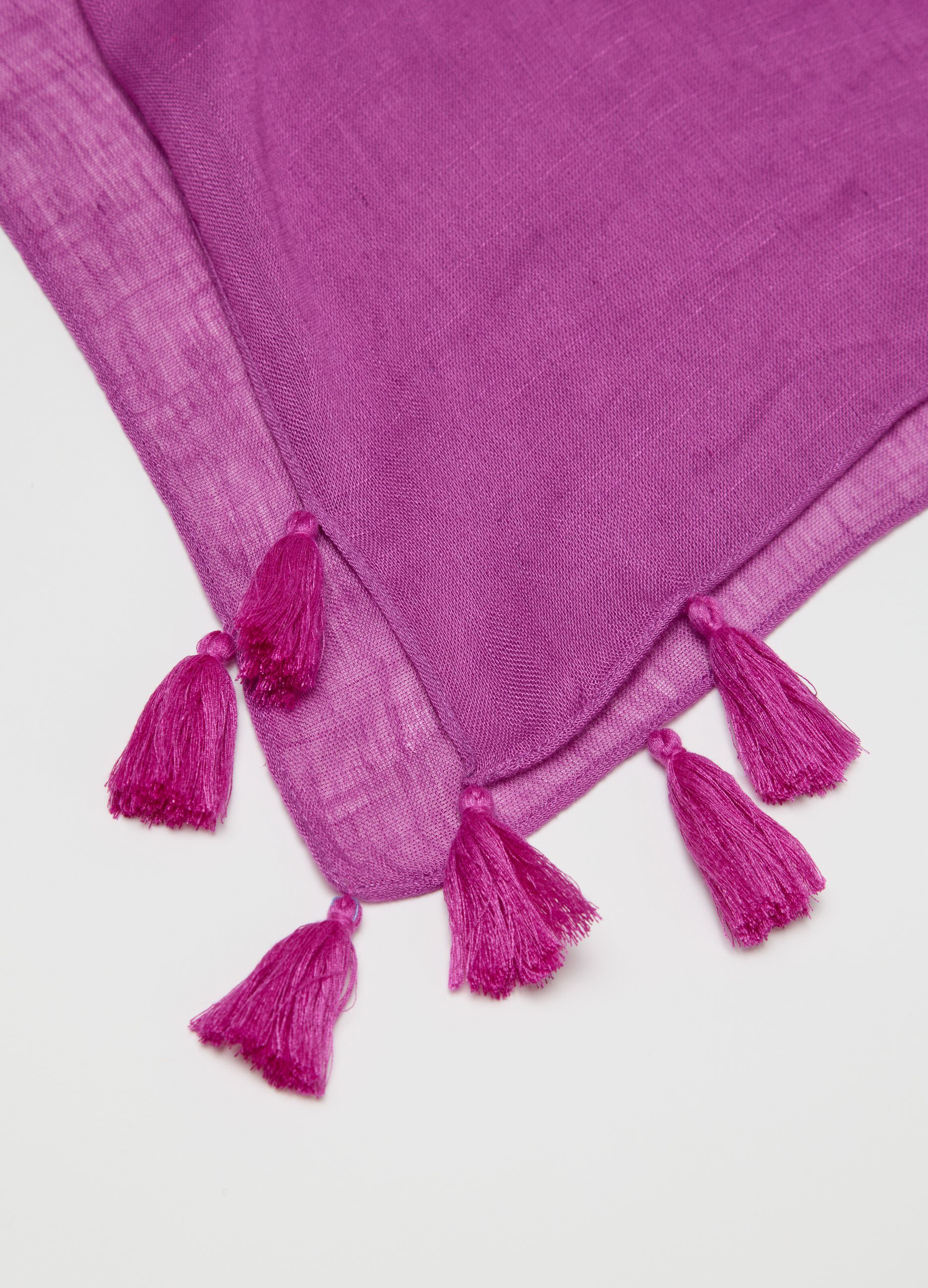 Purple scarf with tassels