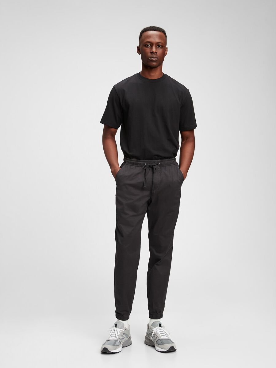 Stretch cotton joggers with drawstring_0