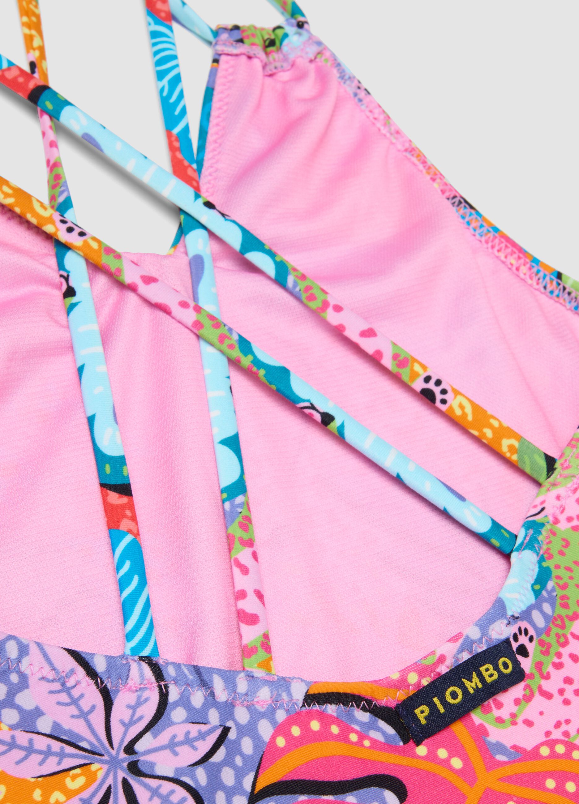 Multicolour stretch fabric swimsuit