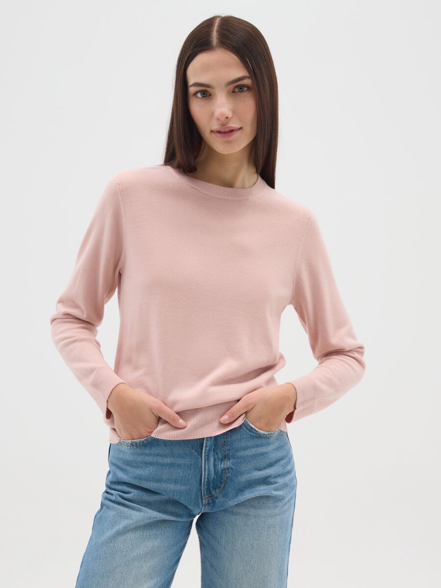 Maglia a girocollo rosa regular fit_0