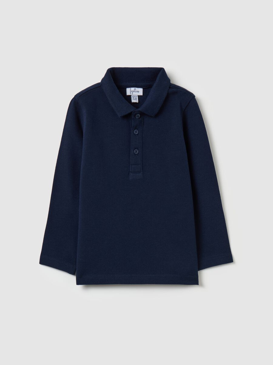 Cotton polo shirt with long sleeves_0