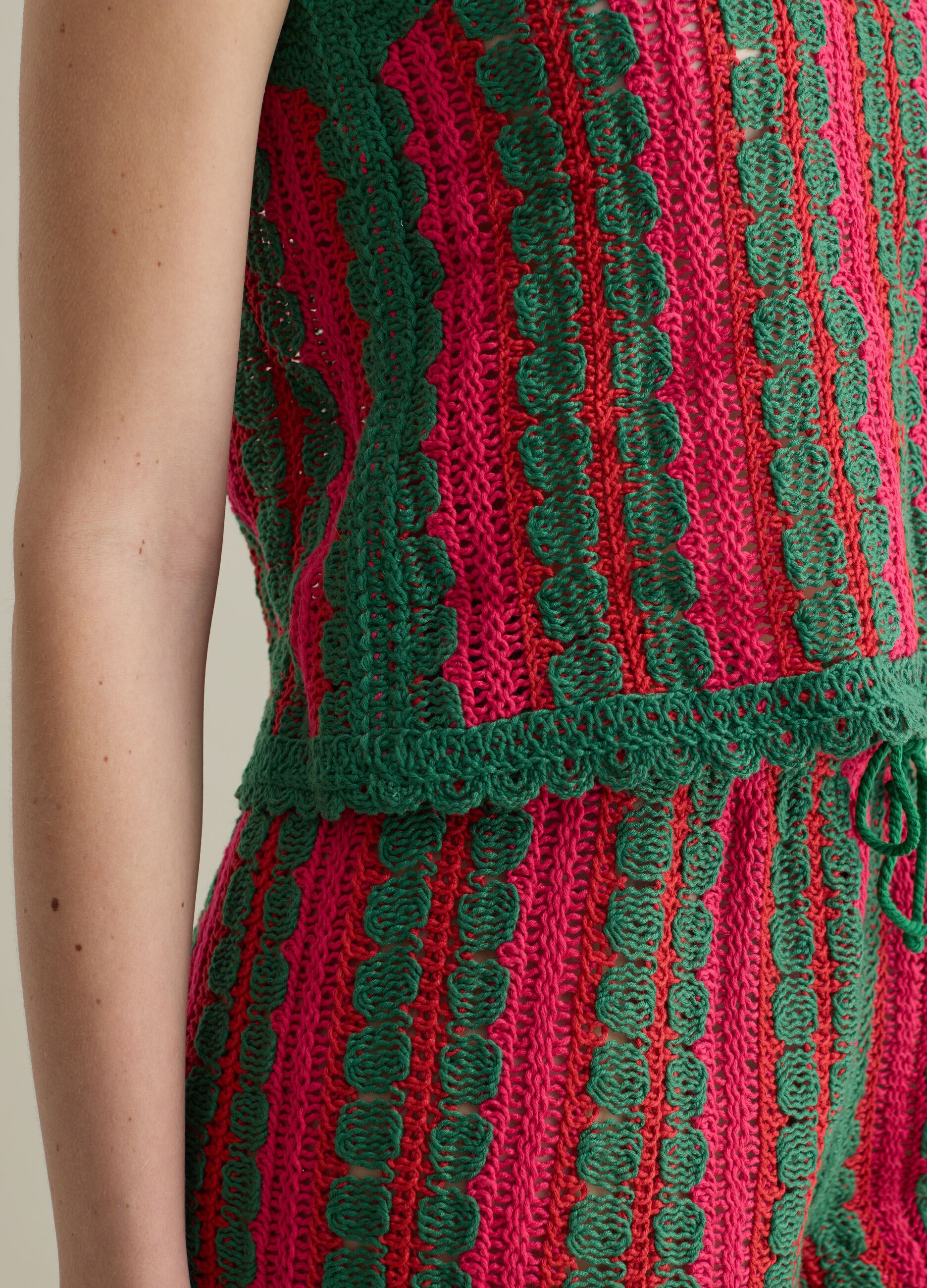 Green and pink striped crochet tank top Piombo