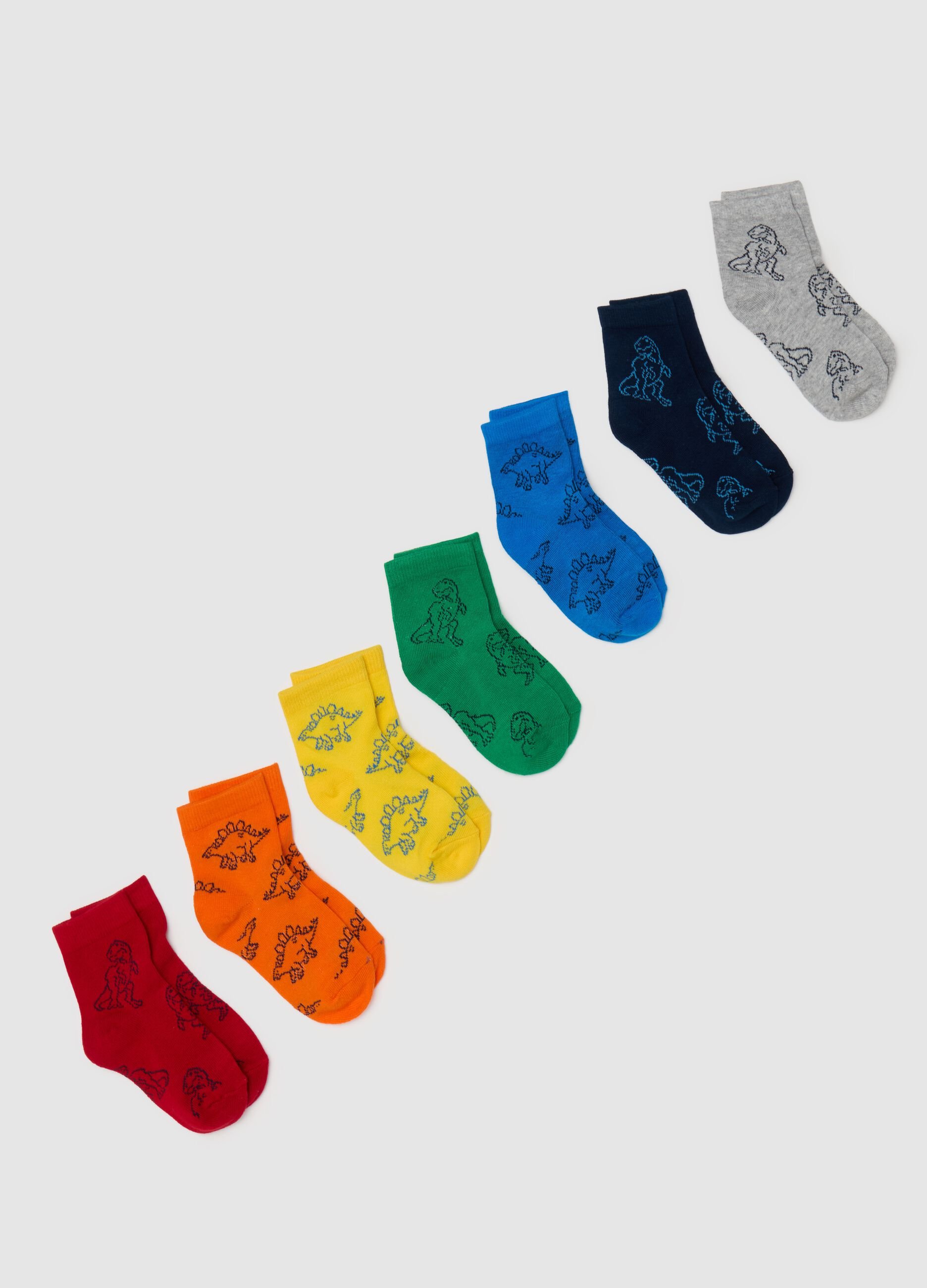 Multipack sette calze corte disegno dinosauri