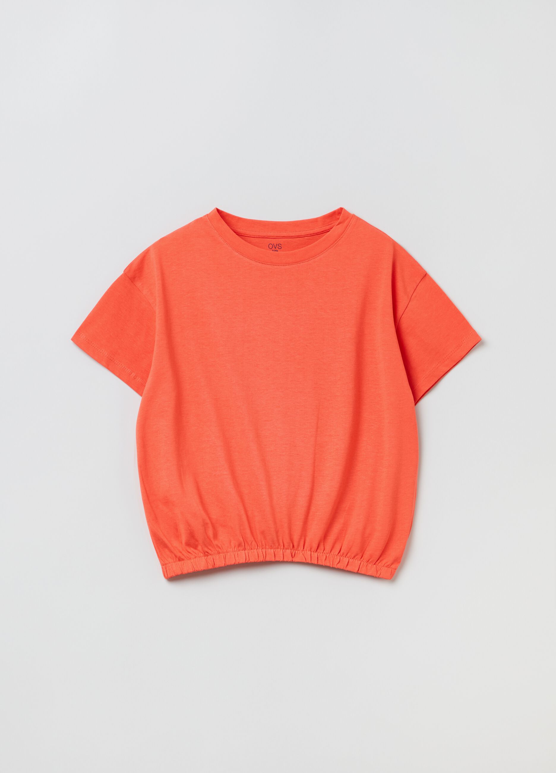 Cotton T-shirt with elastic waist band