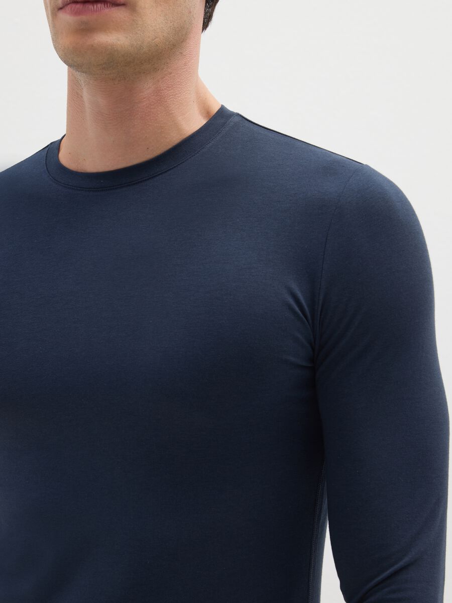 Blue Long-Sleeve Regular Fit T-Shirt_3