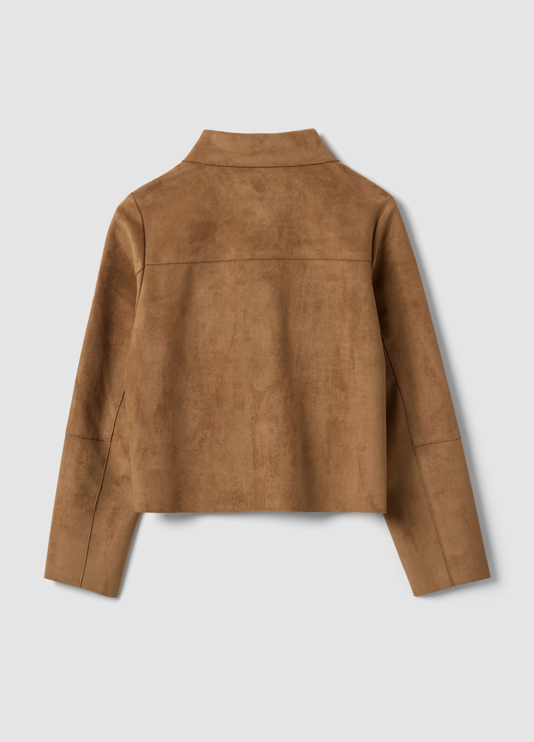 Beige regular-fit shacket with patch pockets