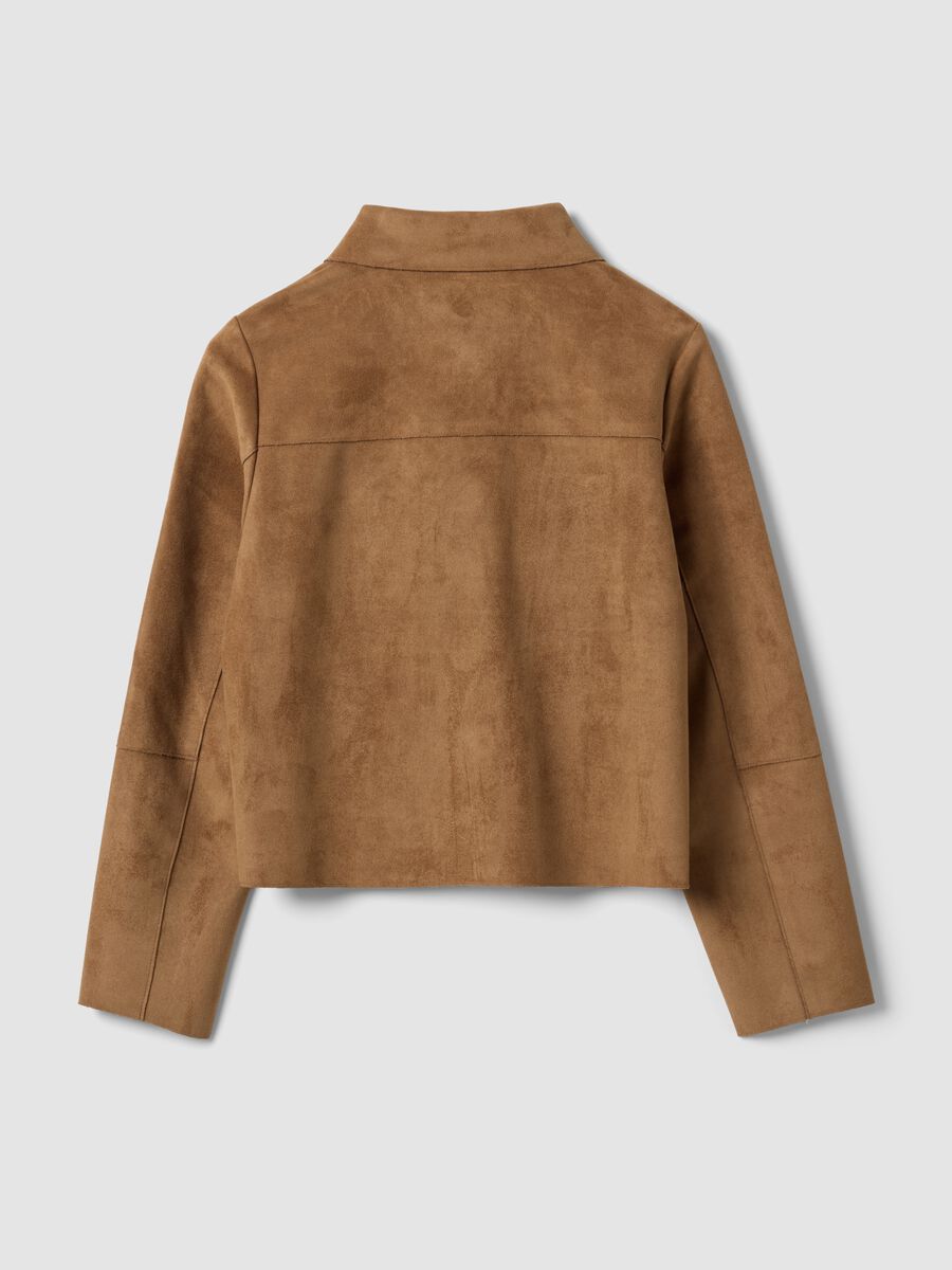 Beige regular-fit shacket with patch pockets_2