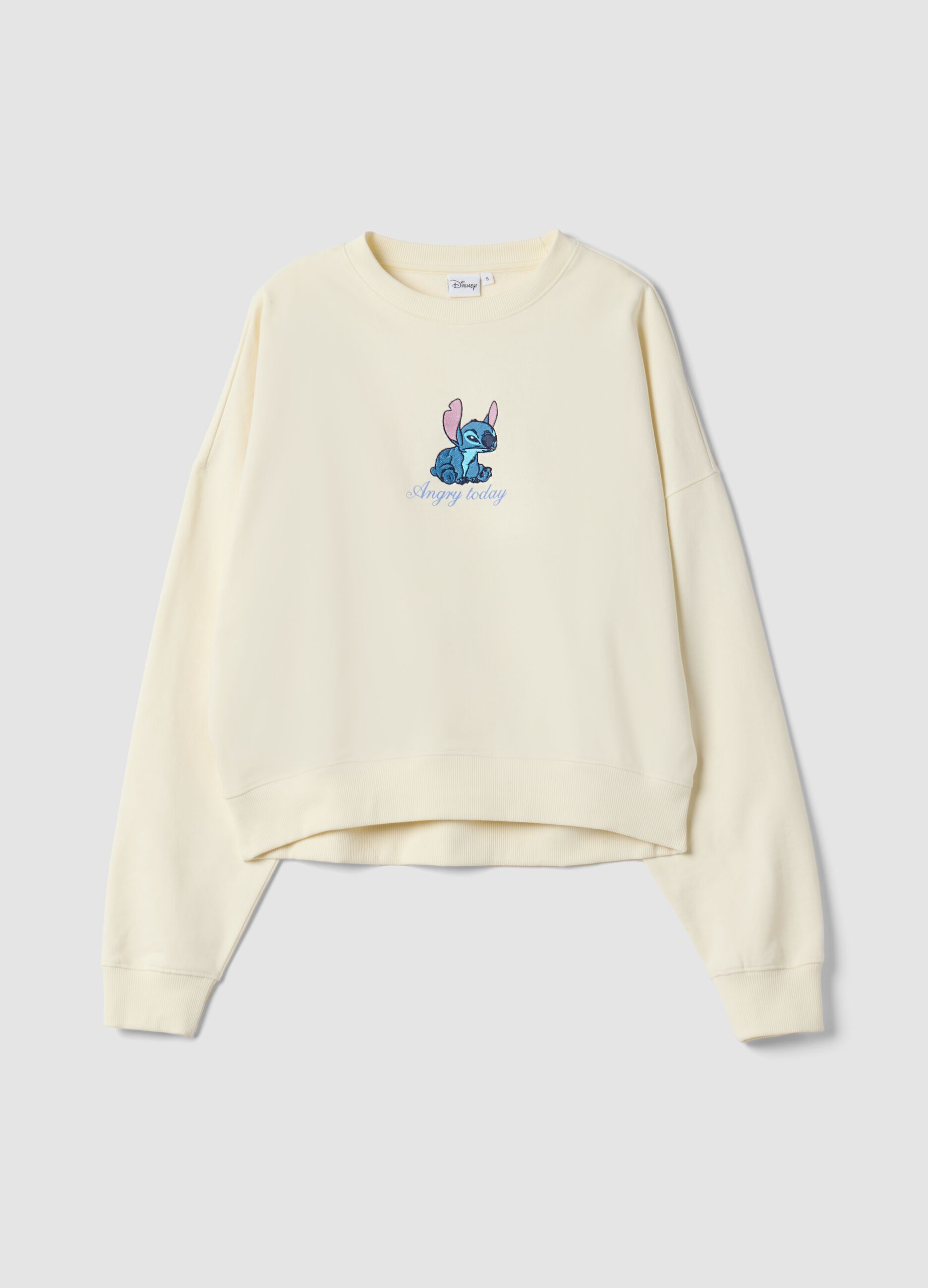 Beige pure cotton sweatshirt with Stitch print