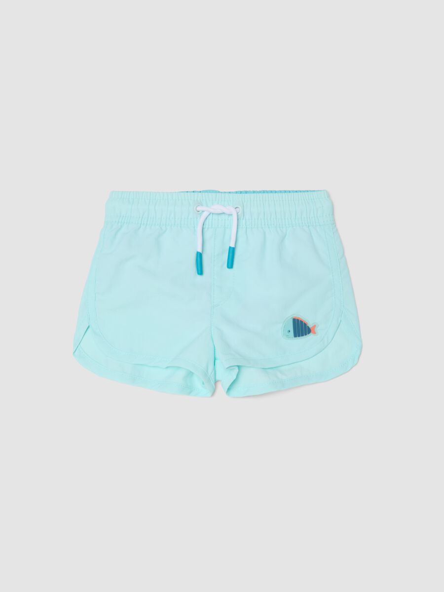 Sea-blue boxer swim shorts with back pocket_0