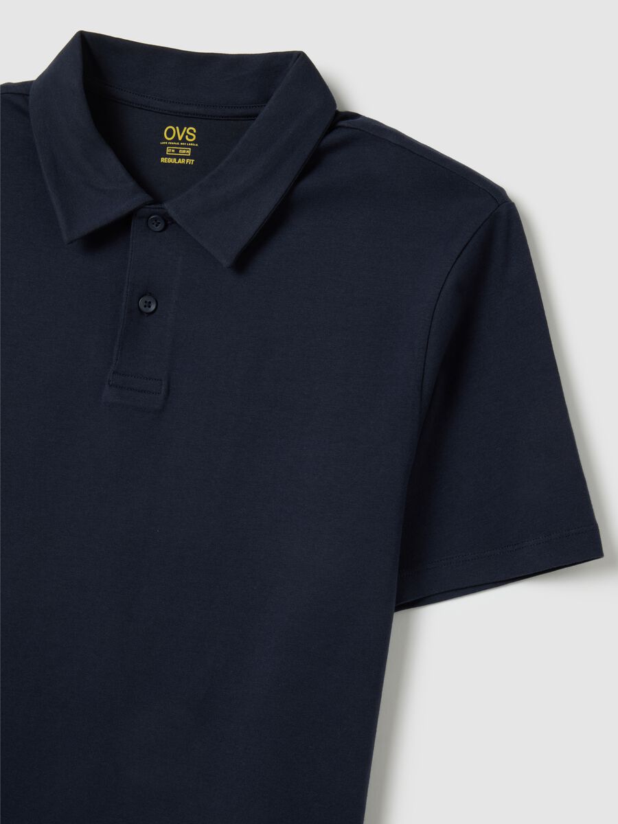 Men's blue regular fit pure cotton polo shirt_5