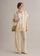 Beige crochet viscose-blend cardigan with fringes_2