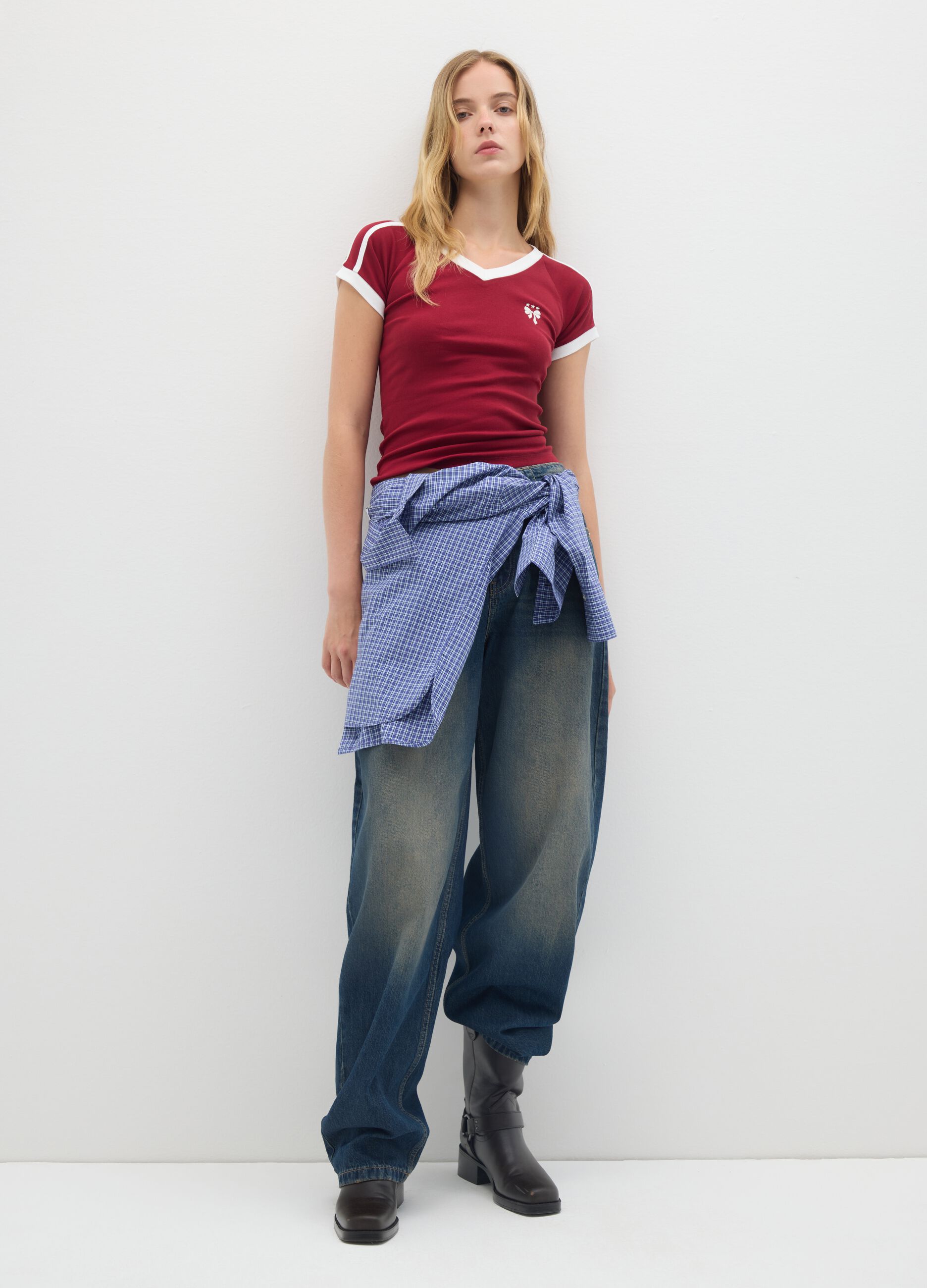 Multicolour pure cotton fitted T-shirt