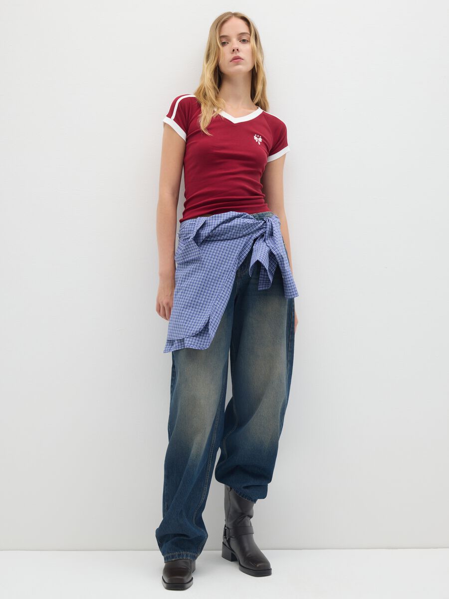 T-shirt in puro cotone multicolor fitted_1