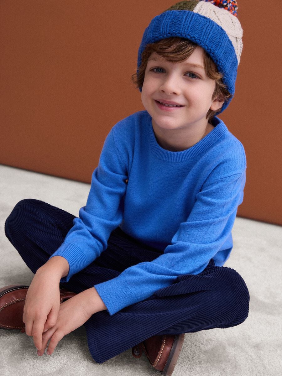Maglia azzurra in pura lana a maniche lunghe regular fit_0