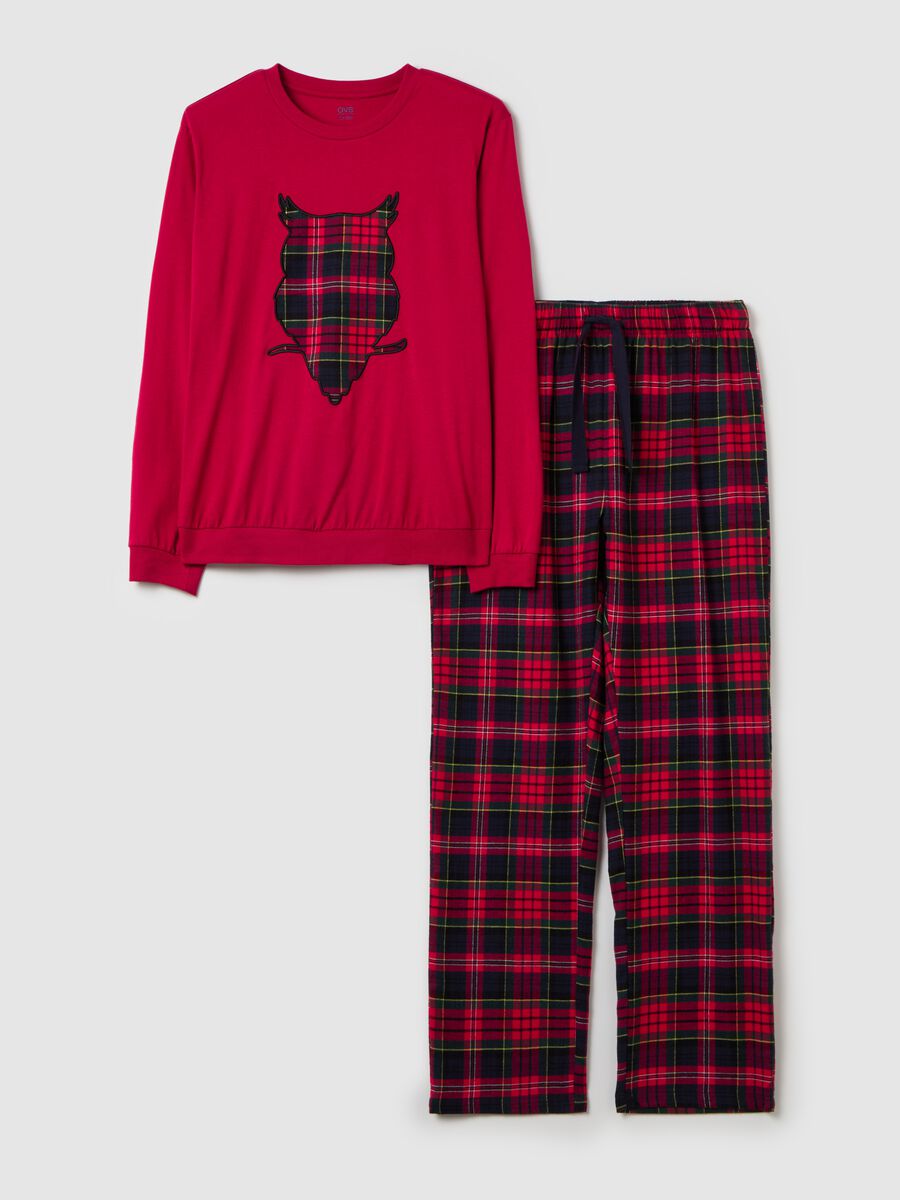 Pyjamas with tartan pattern and animal patch_4