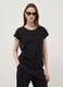Black pure cotton T-shirt with Broderie Anglaise lace insert_2