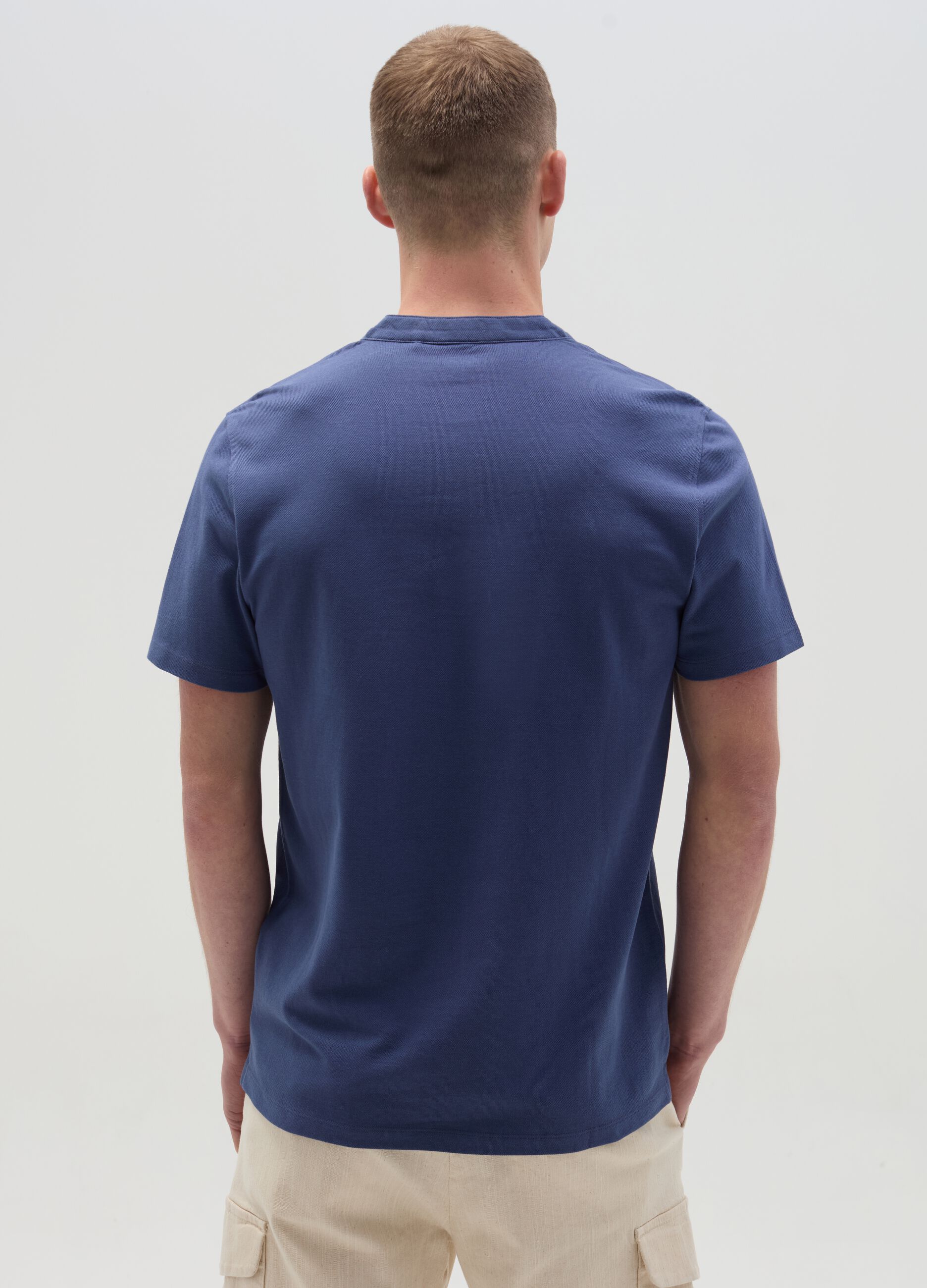 Piquet polo shirt with Mandarin collar