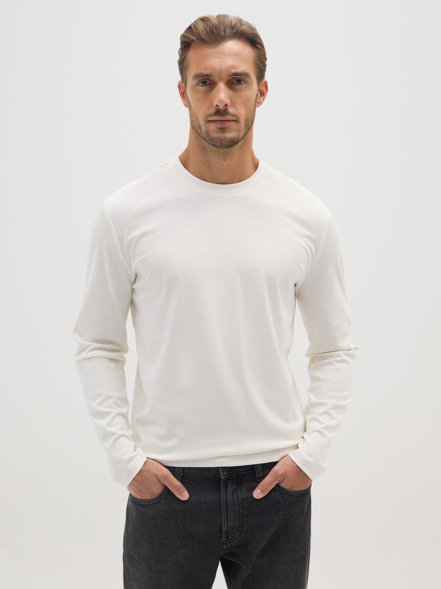 Maglia in puro cotone bianca regular fit_0