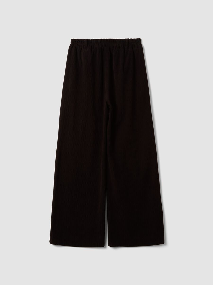 Pantaloni marroni a gamba ampia regular fit a coste_2