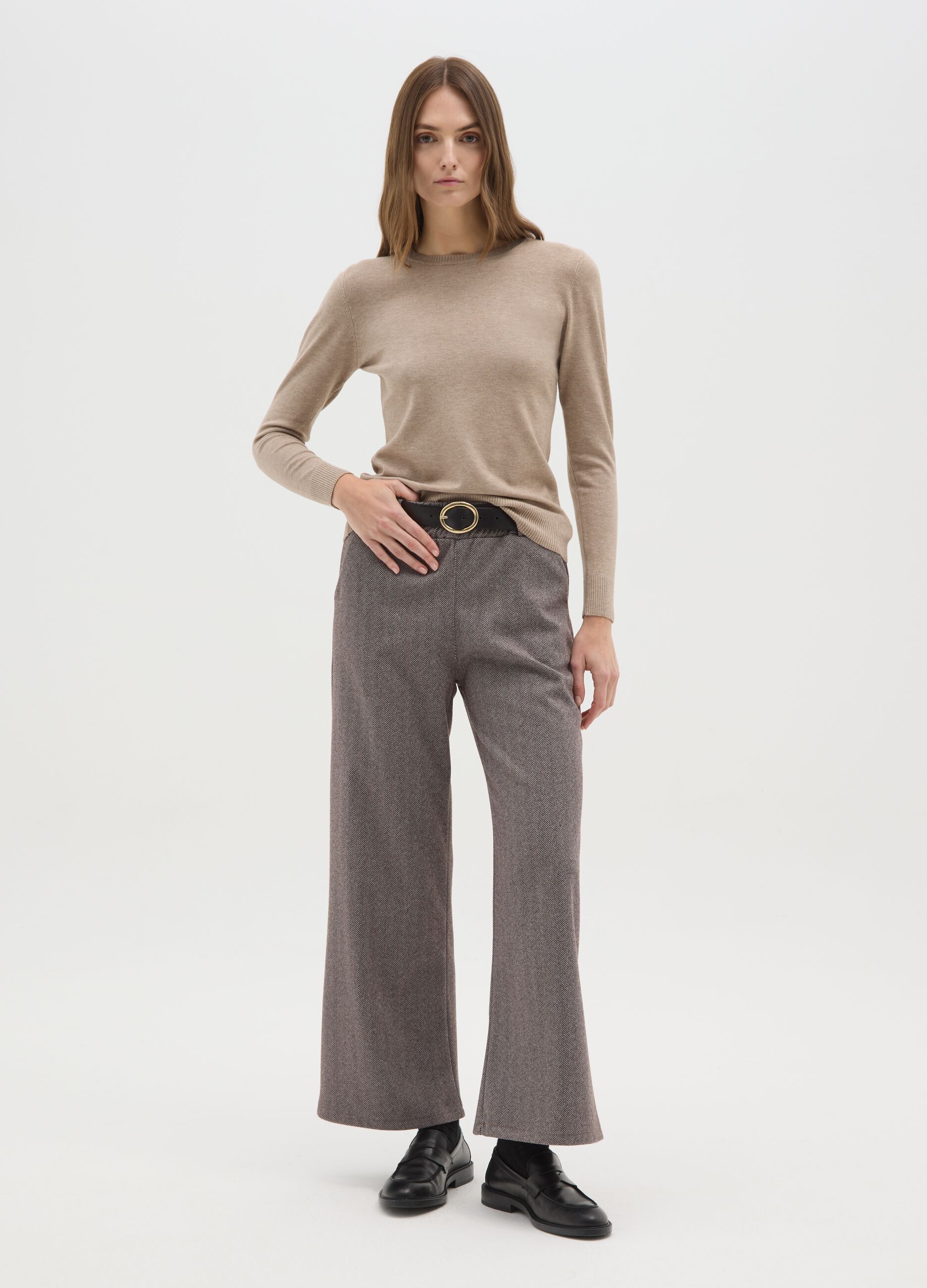 Brown regular fit trousers