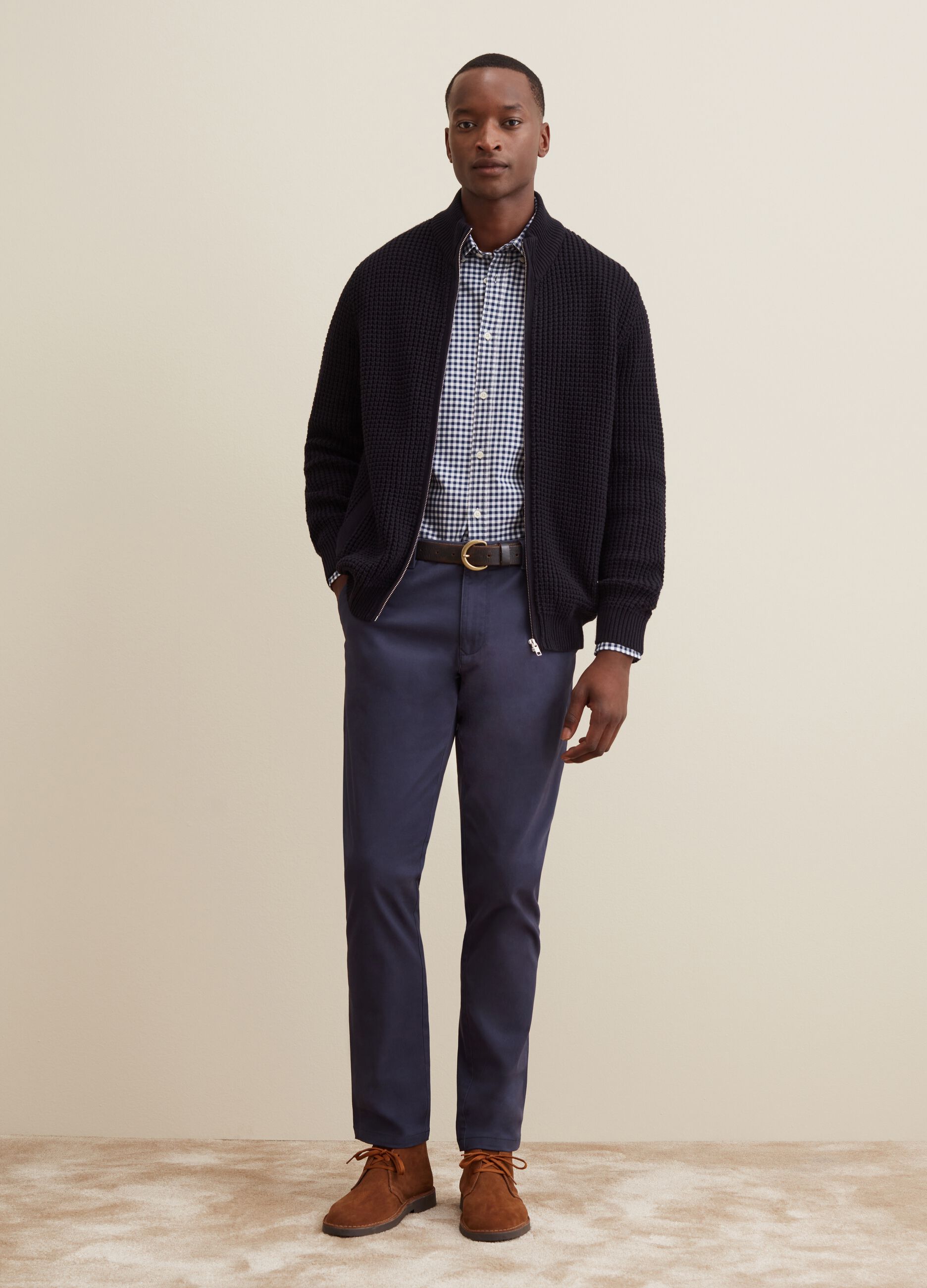 Cardigan full-zip a collo alto_1