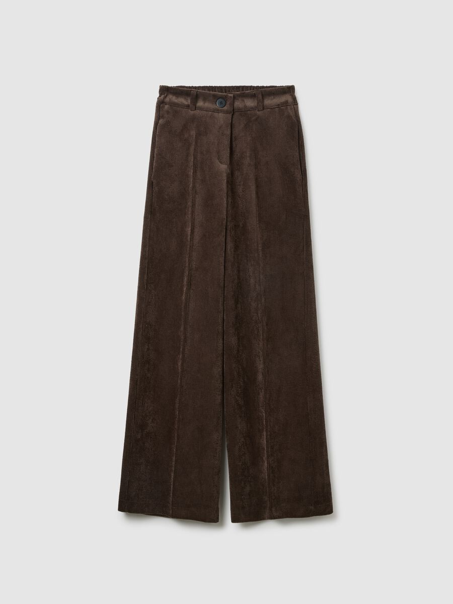 Pantaloni marroni regular fit a coste_4