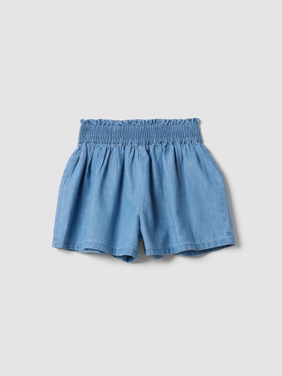 Girls&rsquo; light blue pure cotton denim shorts, regular fit_0