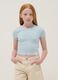 Blue stretch cotton short-sleeve T-shirt_0