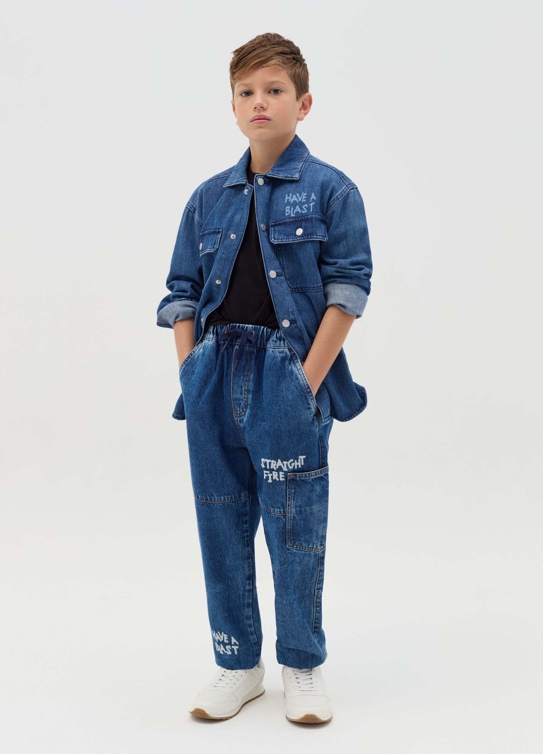 Jeans da Ragazzo Skinny slim Larghi Strappati e Corti OVS