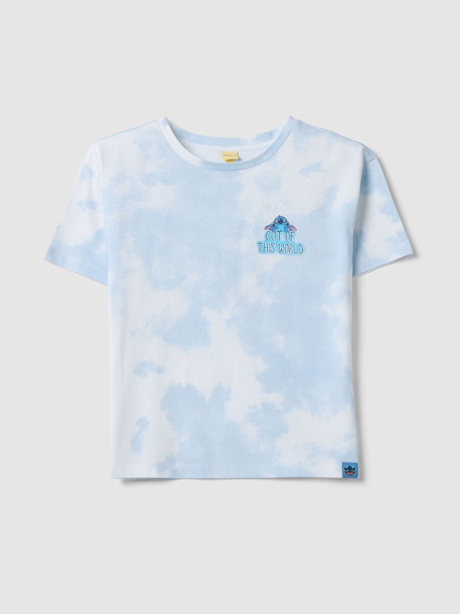 Multicolour pure cotton oversized girl's T-shirt with Stitch_3