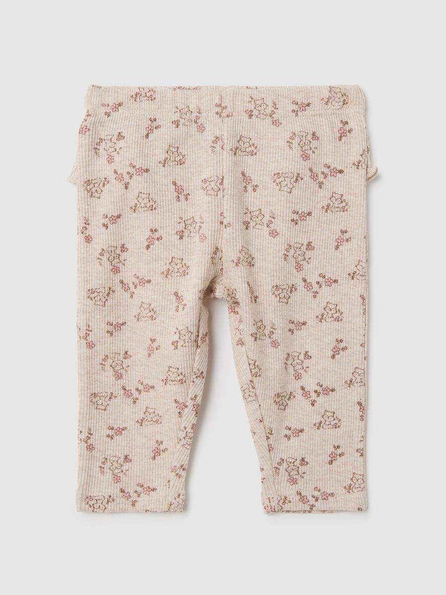 Leggings da neonata in puro cotone beige regular fit_0