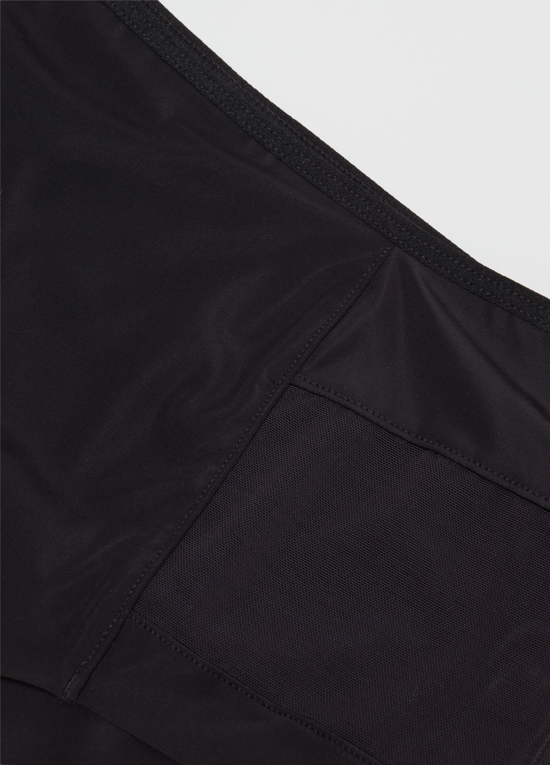High-waisted black fabric briefs