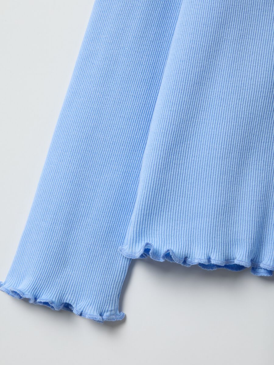 Maglia pigiama in puro cotone azzurra regular fit con collo serafino_1