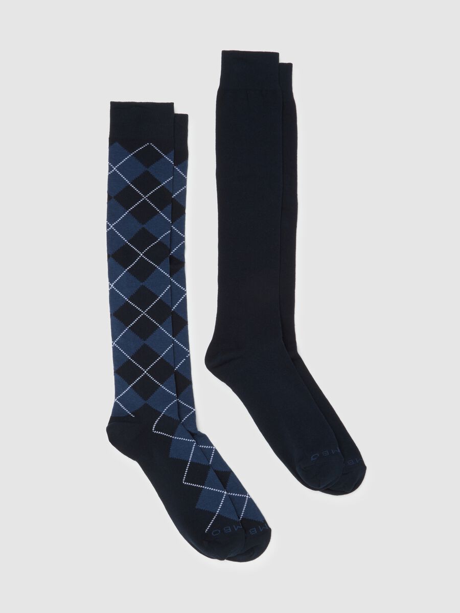 Two-Pack of Long Blue Cotton Stretch Socks_0