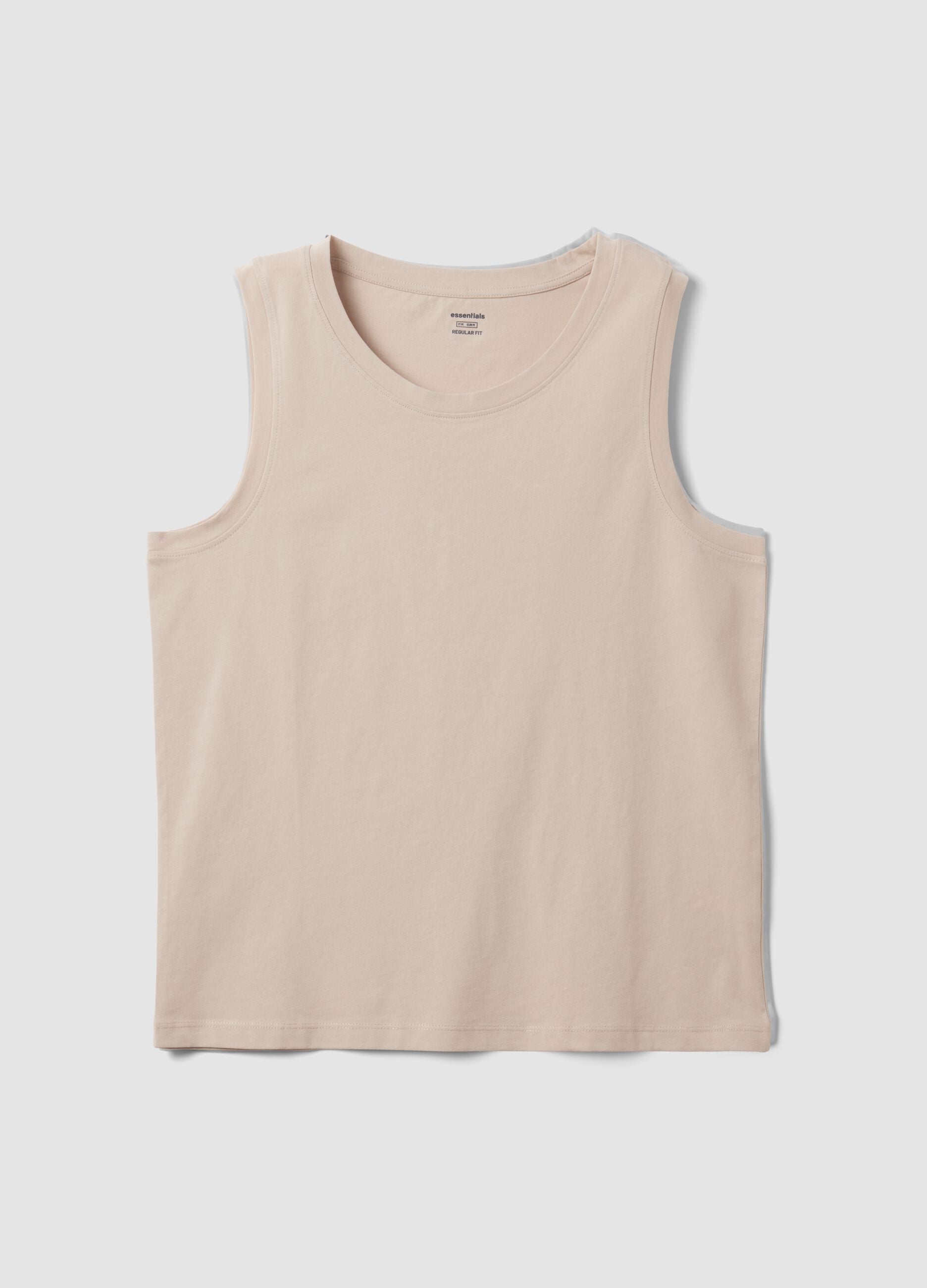 Beige pure cotton vest