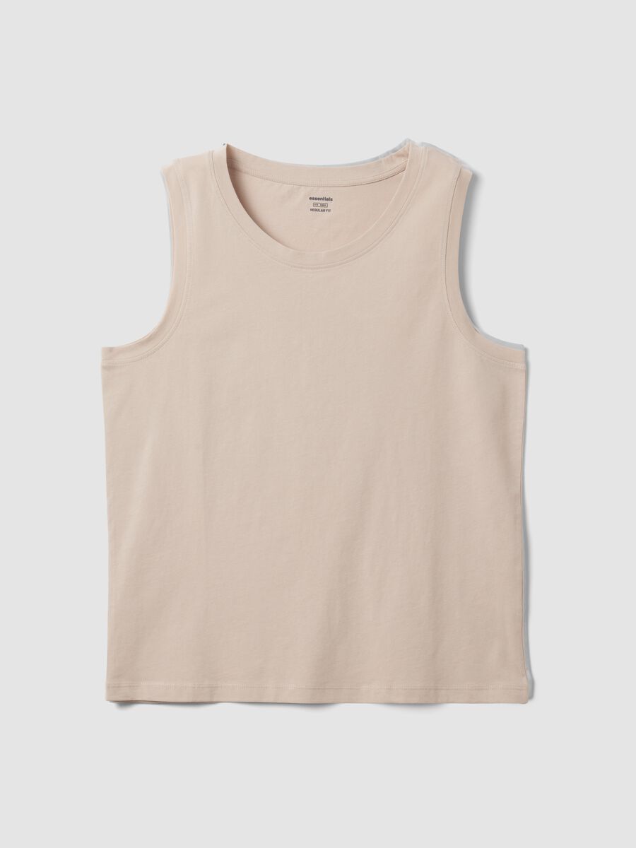 Canotta beige in puro cotone_4