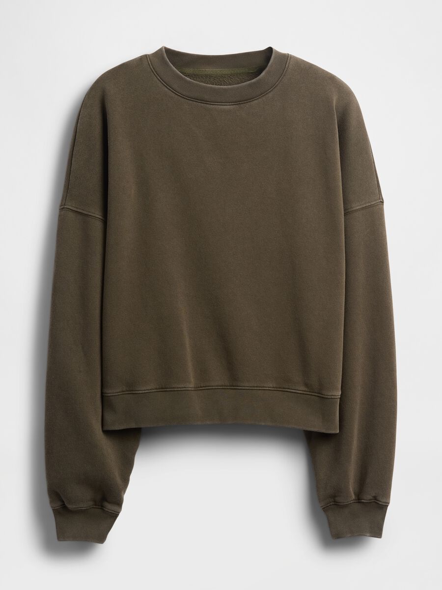Green sweatshirt with round neck_4
