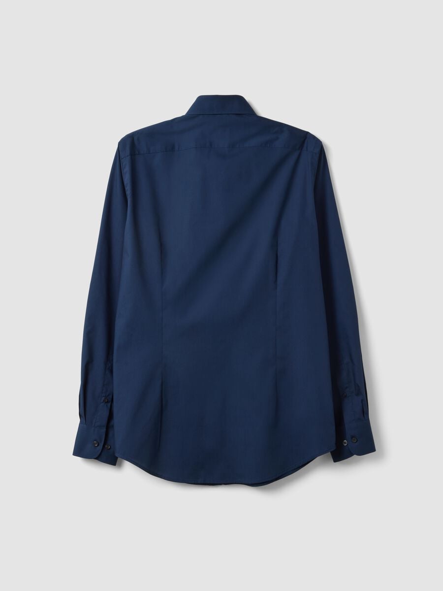 Blue slim-fit shirt with classic collar, easy-iron finish_5
