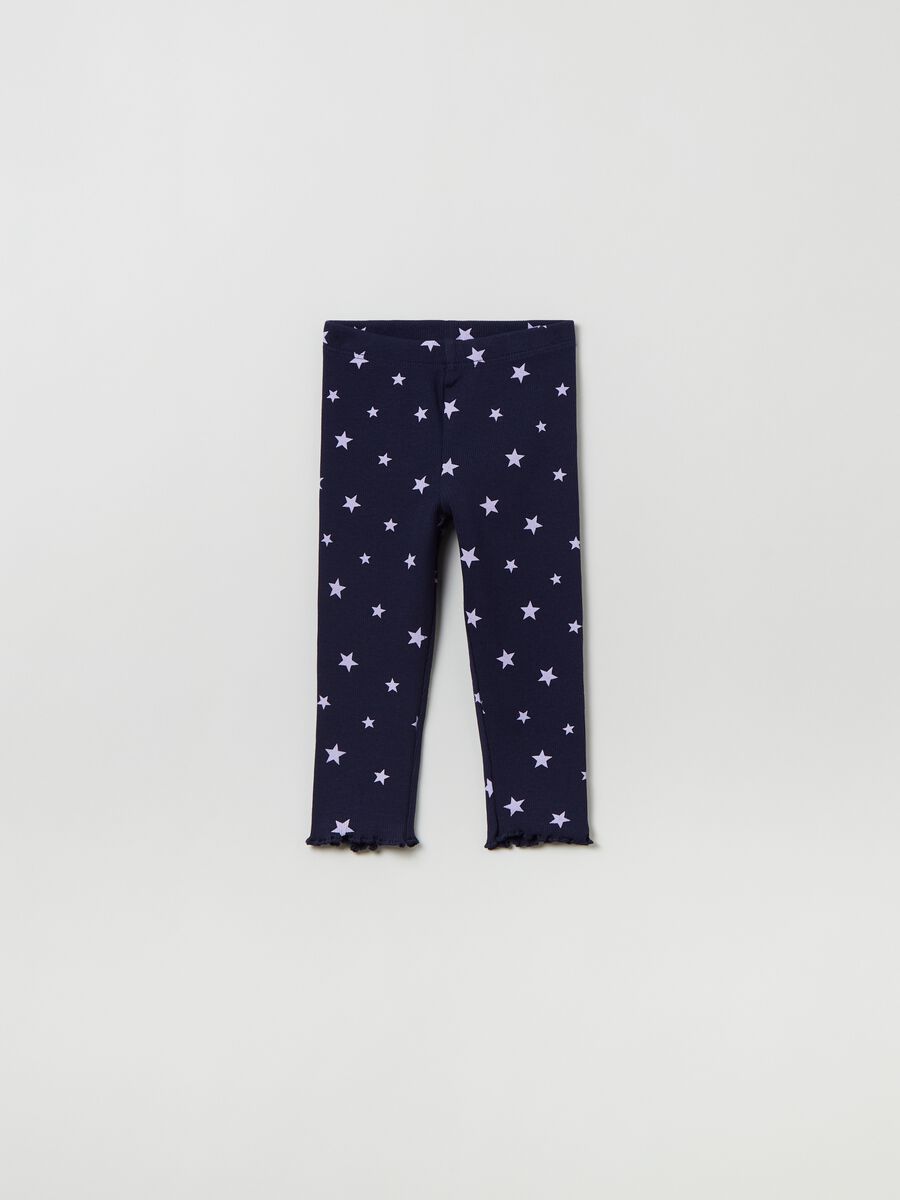 Leggings a costine con stampa_0
