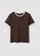 Brown pure cotton T-shirt with buttons, regular fit_0