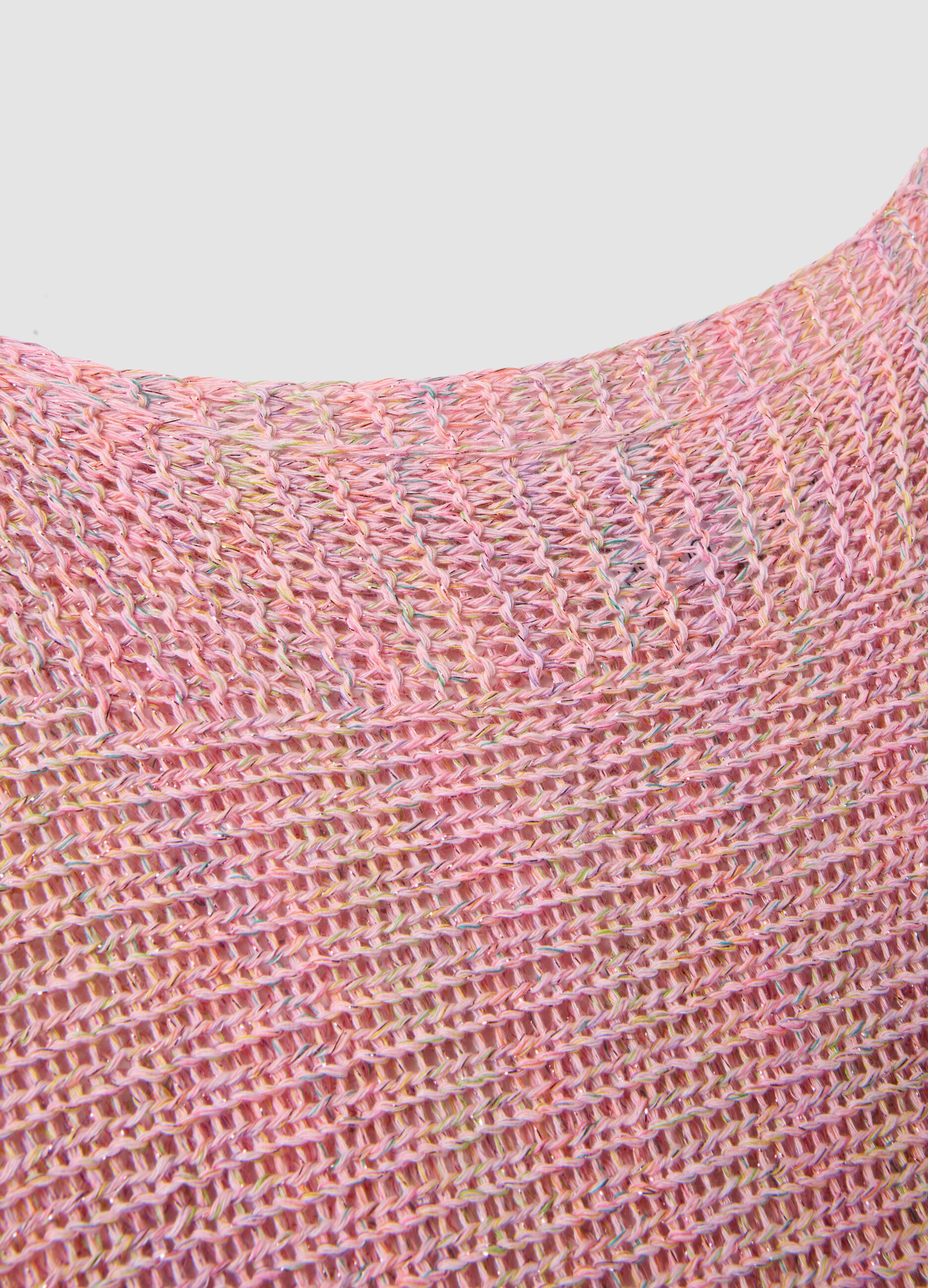 Pink viscose-blend knit top