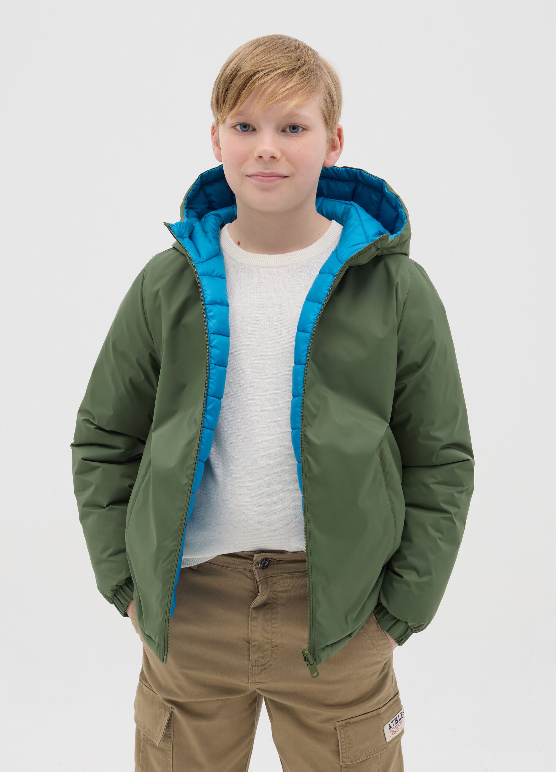 Reversible waterproof ultralight down jacket
