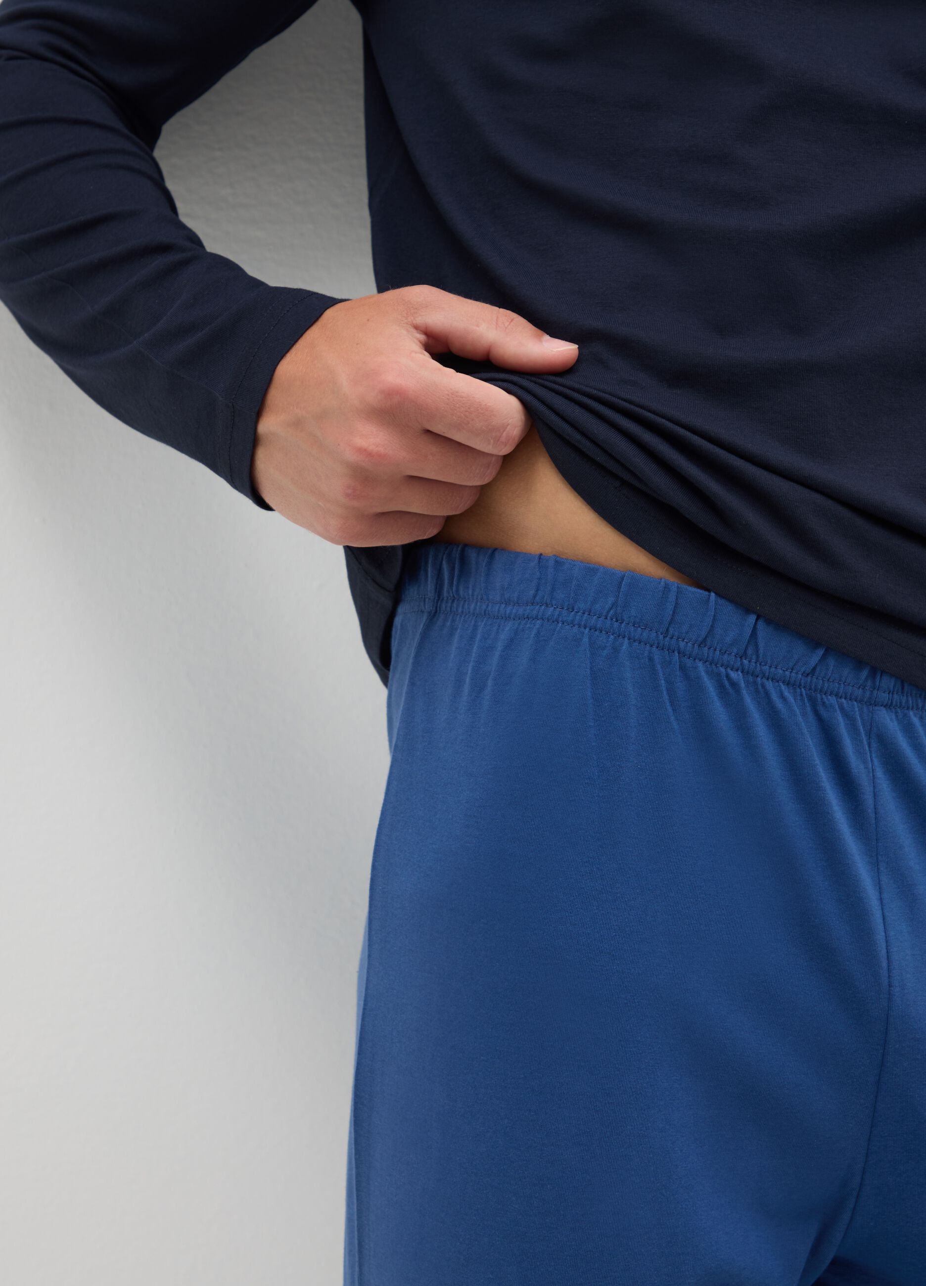 Blue pure cotton regular fit pyjamas