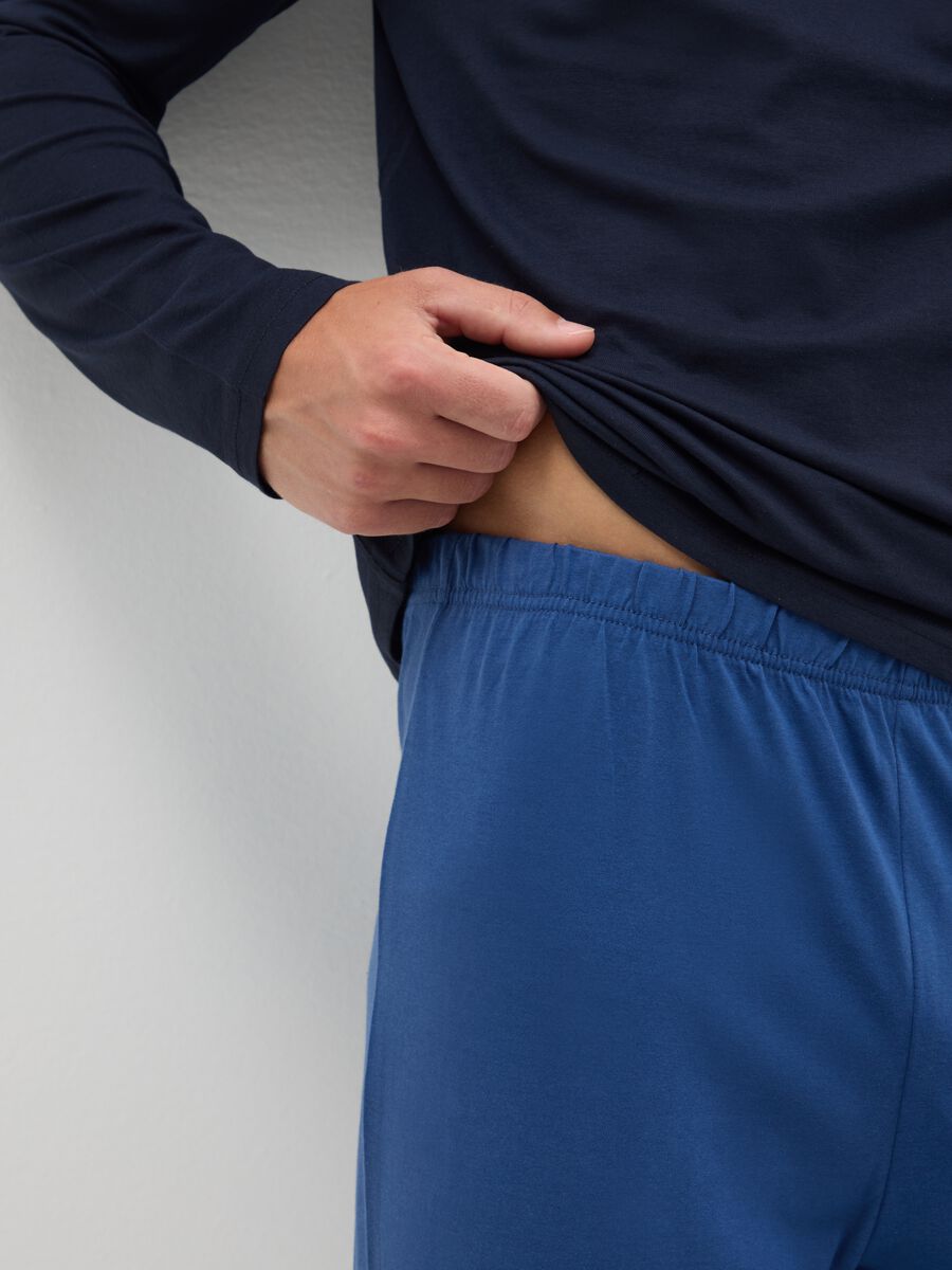 Blue pure cotton regular fit pyjamas_3