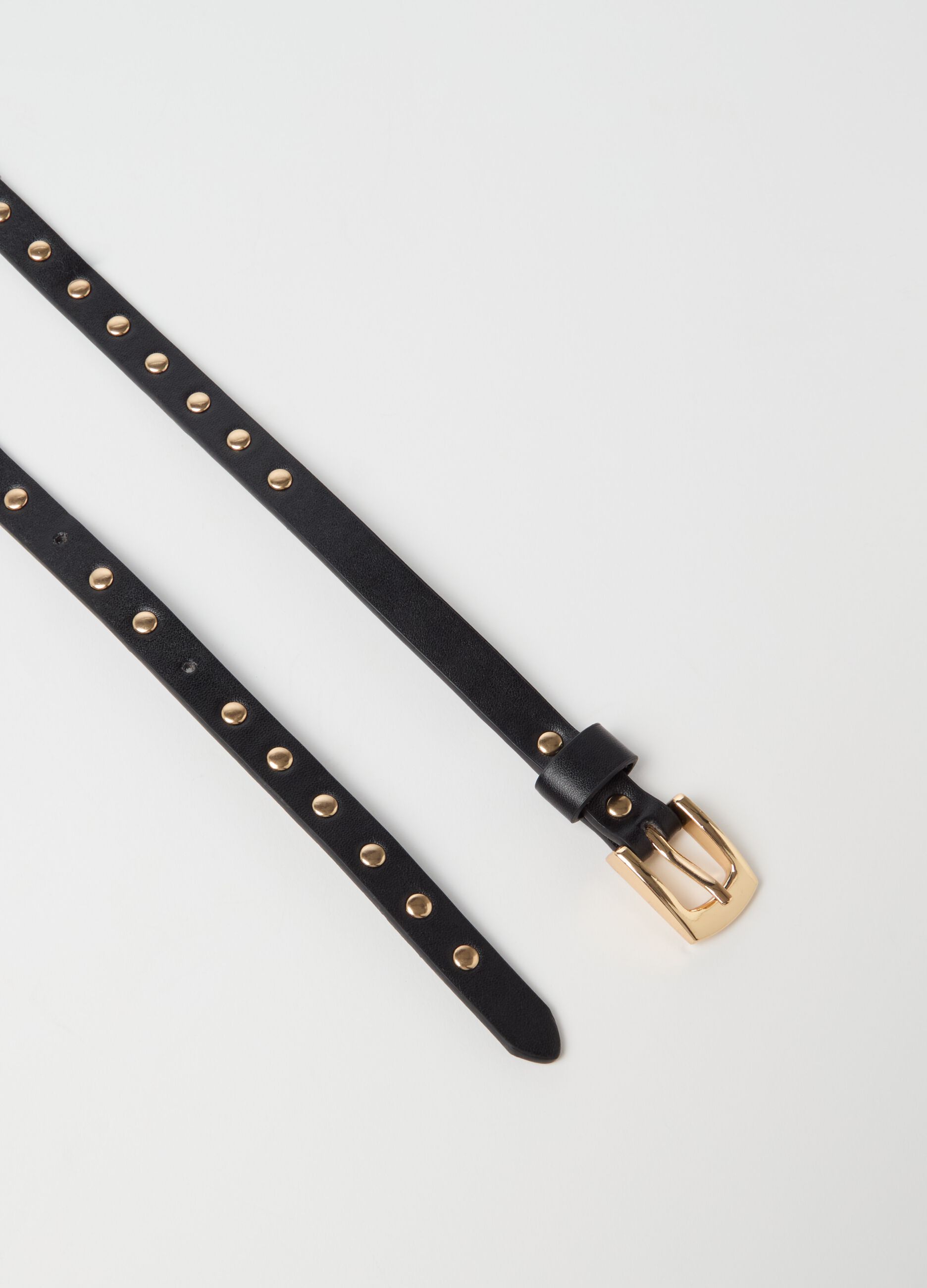 Cintura sottile a doppia fascia con micro borchie