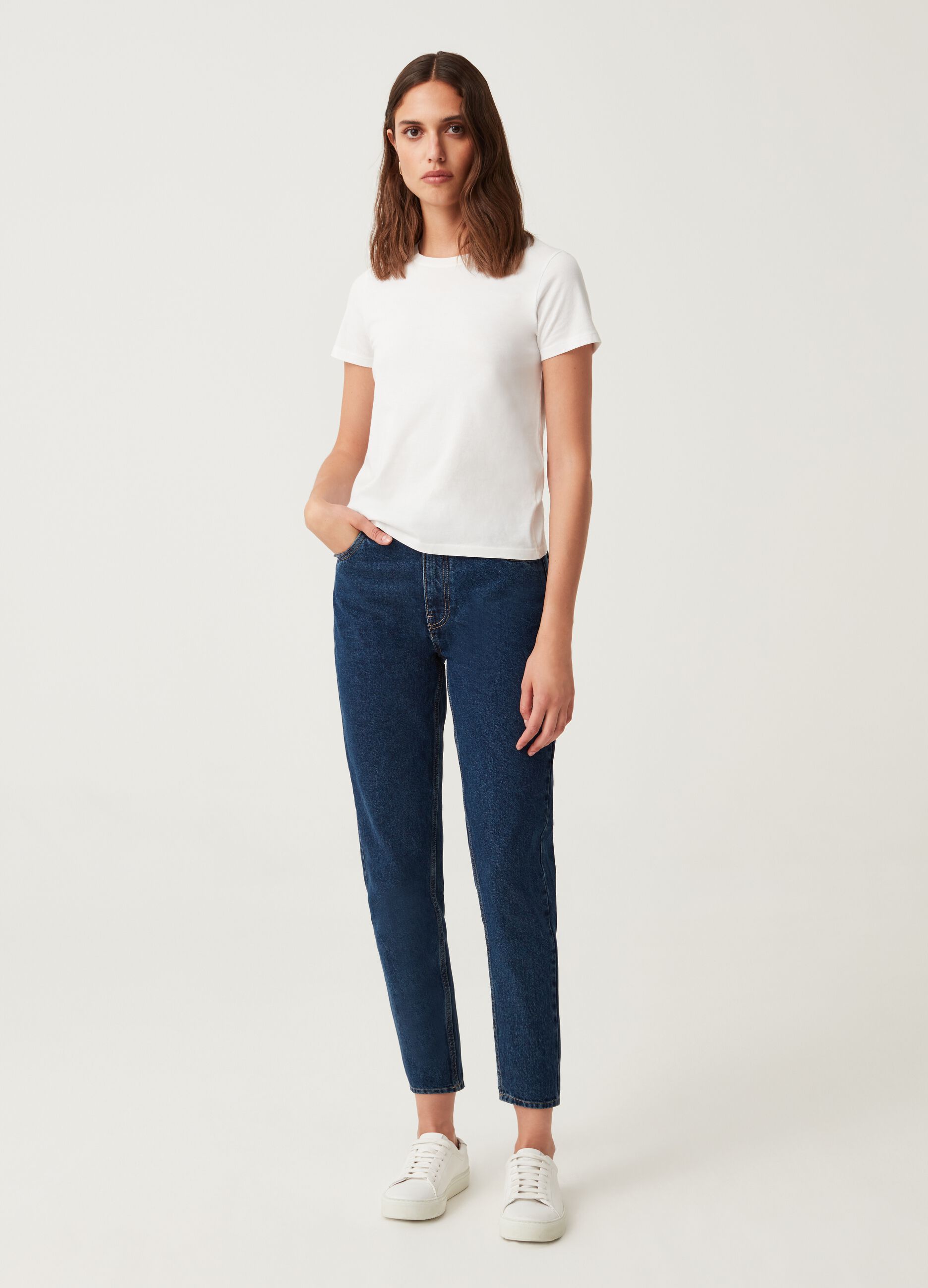 Jeans mom fit in cotone