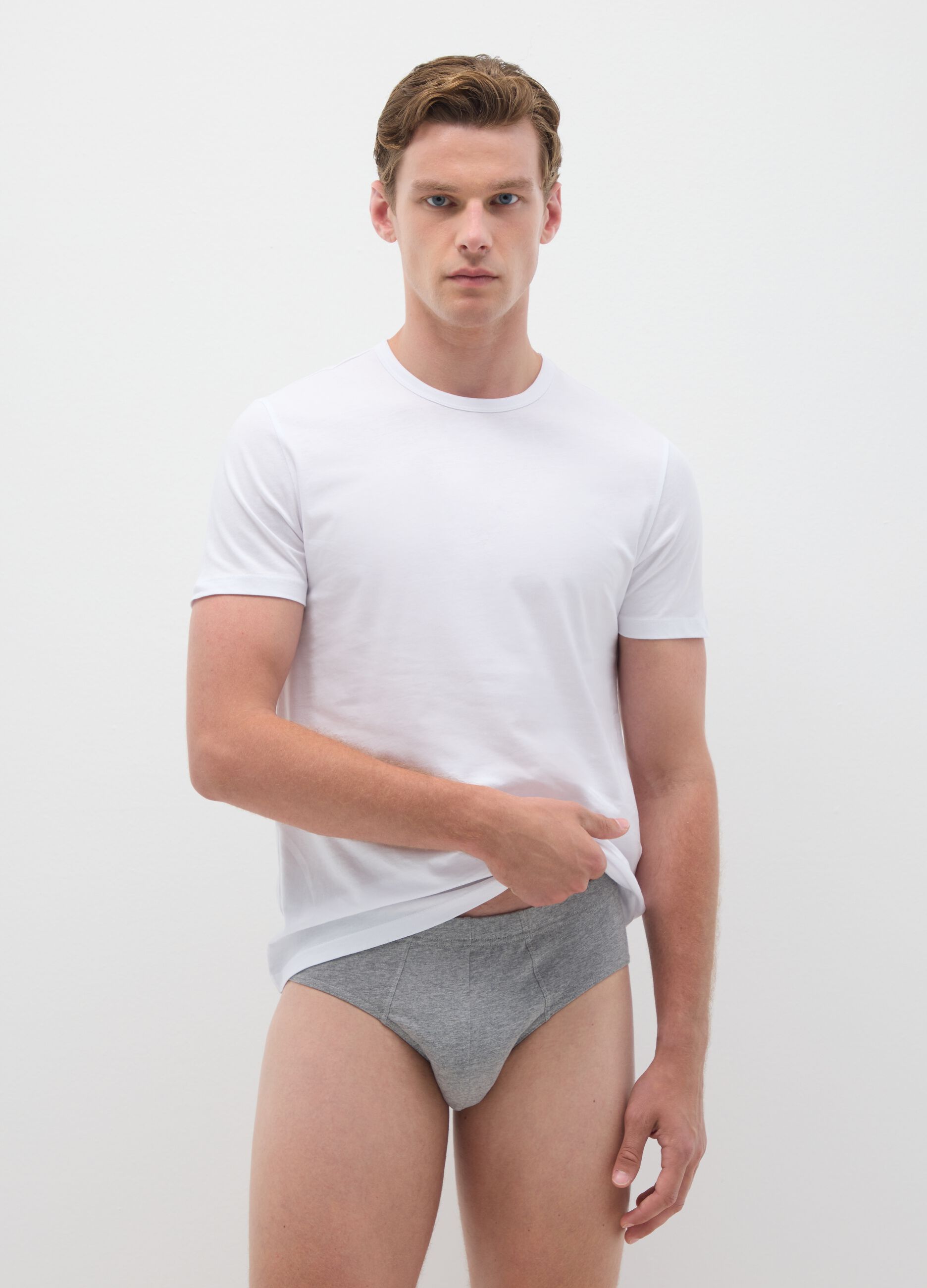 Grey Cotton Briefs Regular Fit