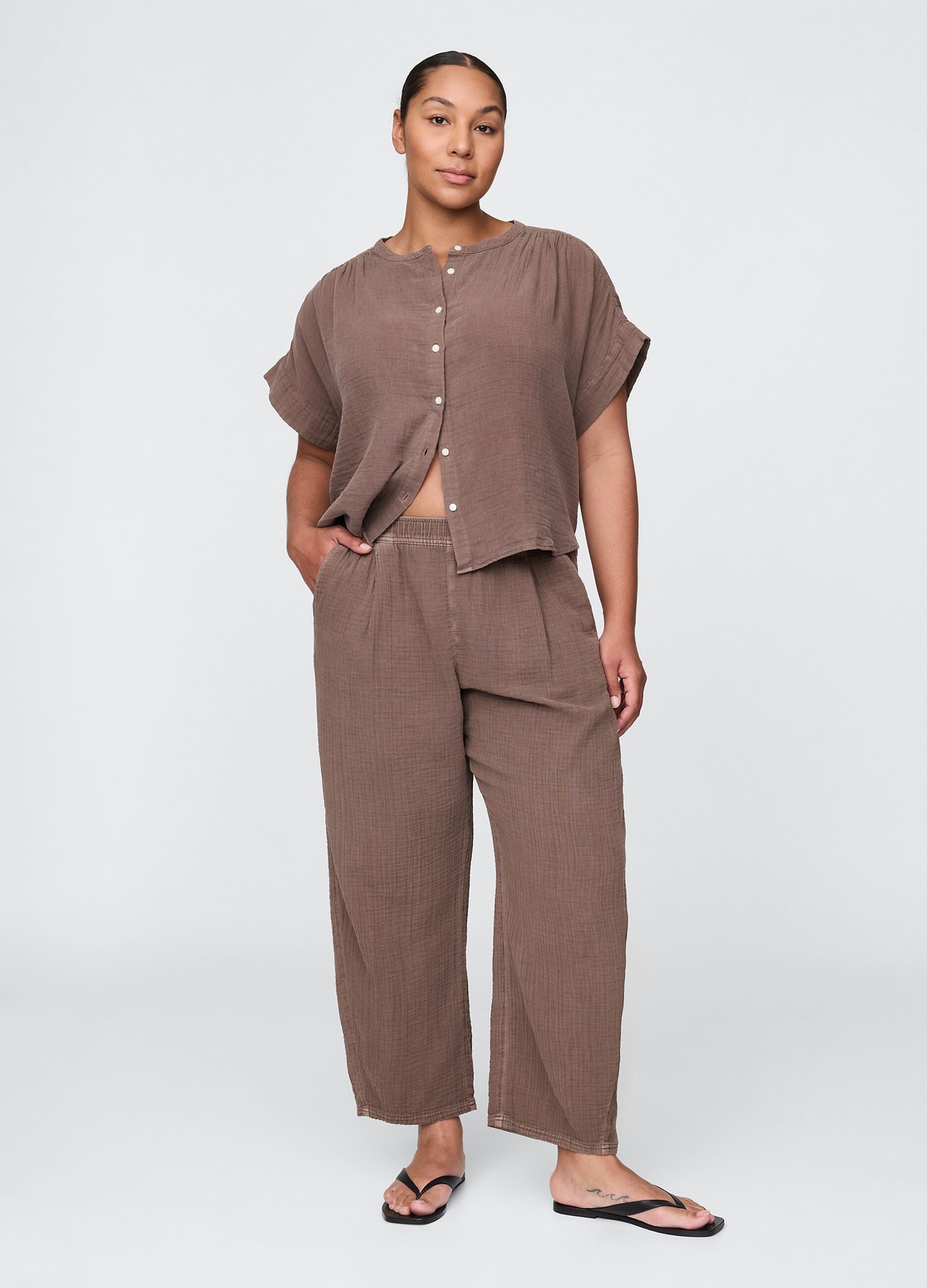 Pantalone in puro cotone marrone