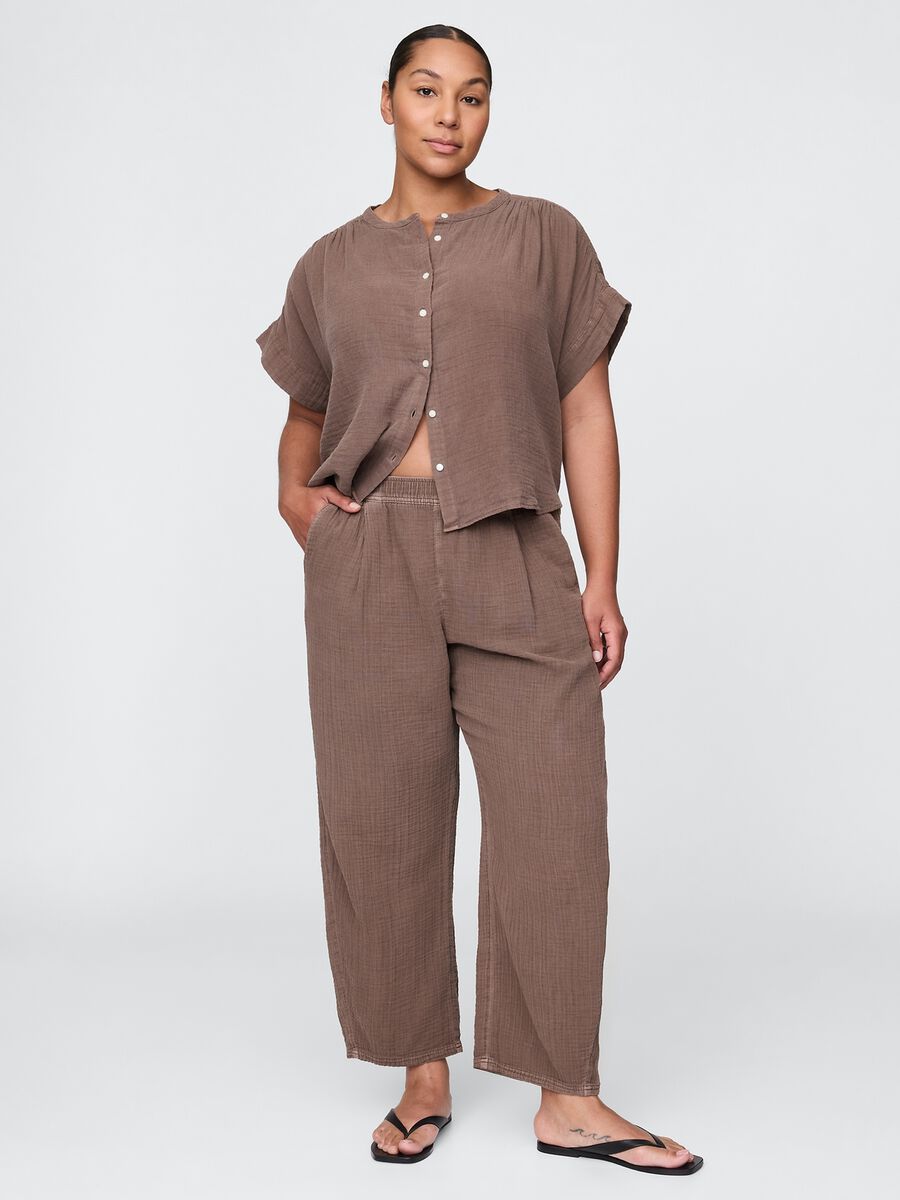 Pantalone in puro cotone marrone_5